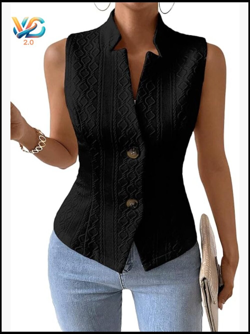Sleeveless Vest Lightweight Knit Stretchy Business Casual Slim Lined Tops